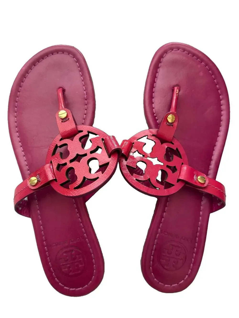 Tory Burch Miller Sandals Women’s 9 Magenta Pink Patent Leather Thong Sandals